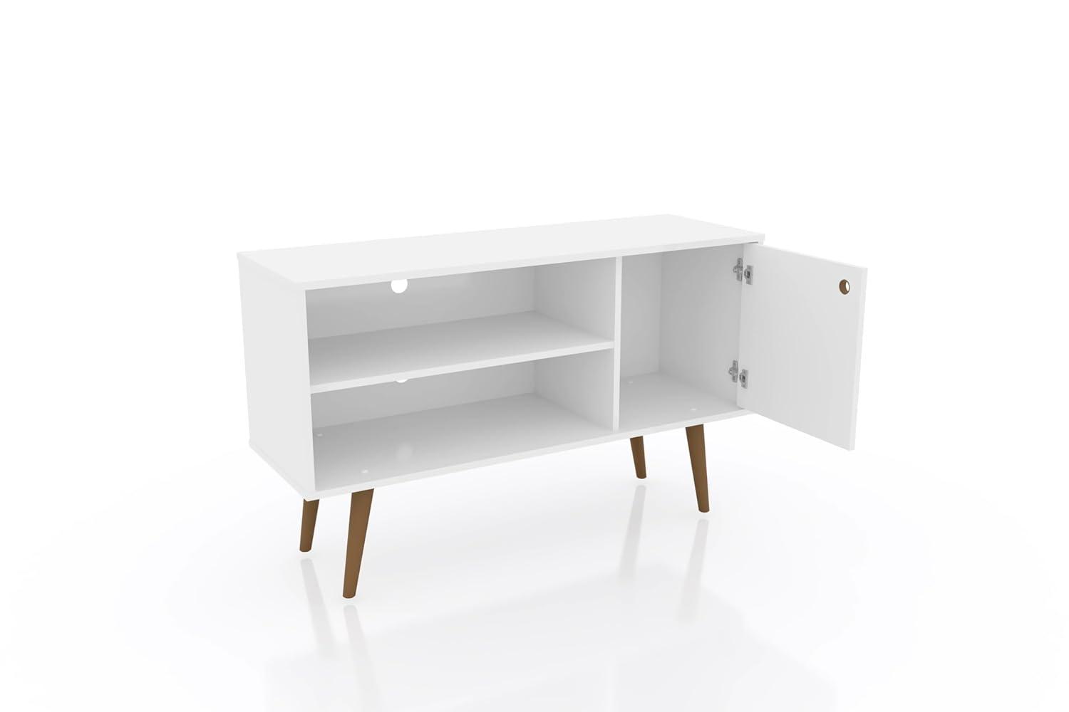 Liberty Mid Century Modern 2 Shelves and 1 Door TV Stand for TVs up to 46" White - Manhattan Comfort
