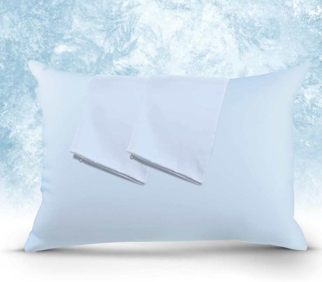 Continental Bedding Cooling Pillow Protector with Zipper Closure - Breathable Polyester/Nylon Fabric Pack of 2 Standard Size