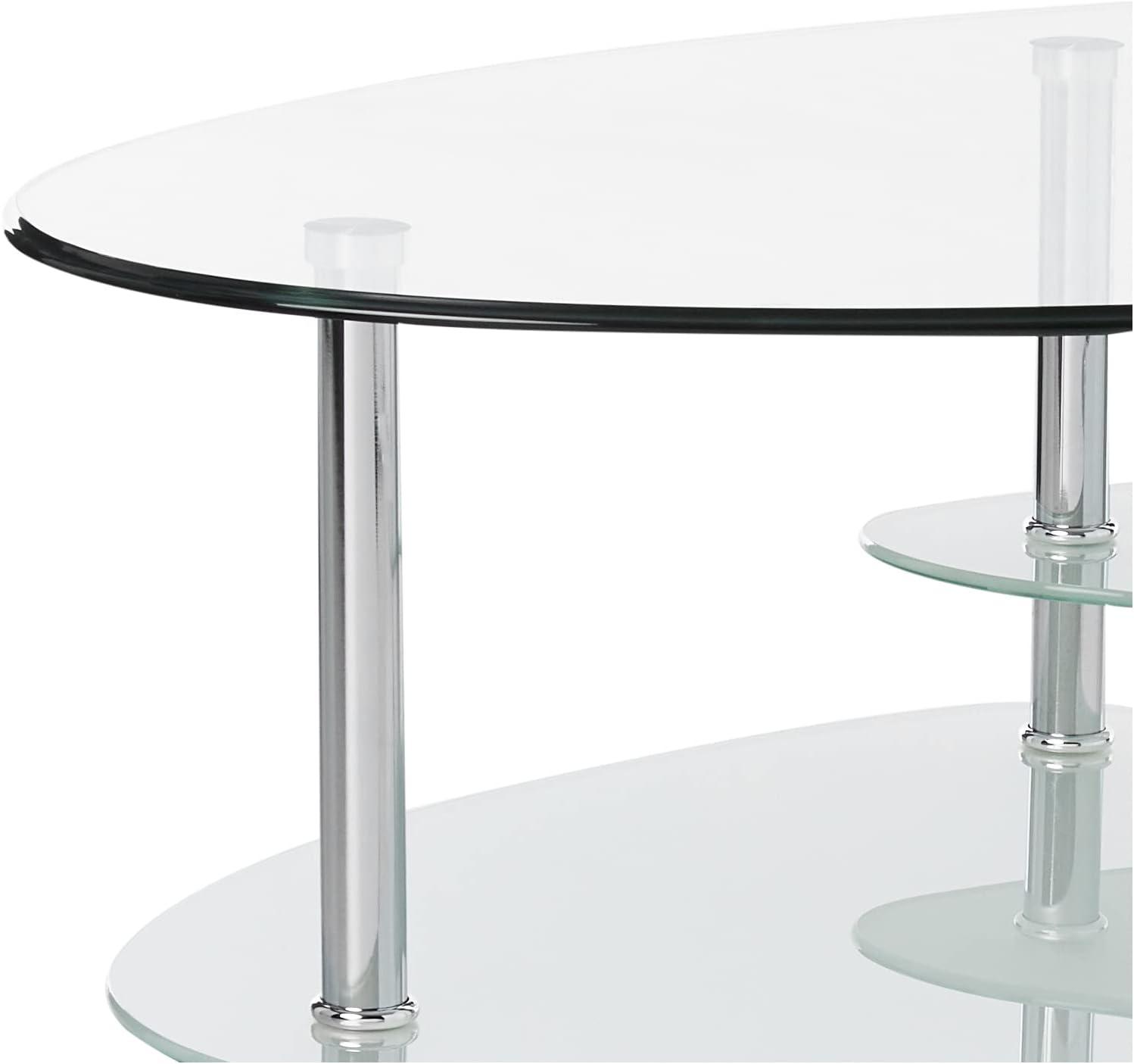 Walker Edison Mid-Century Modern Oval Glass Coffee Table