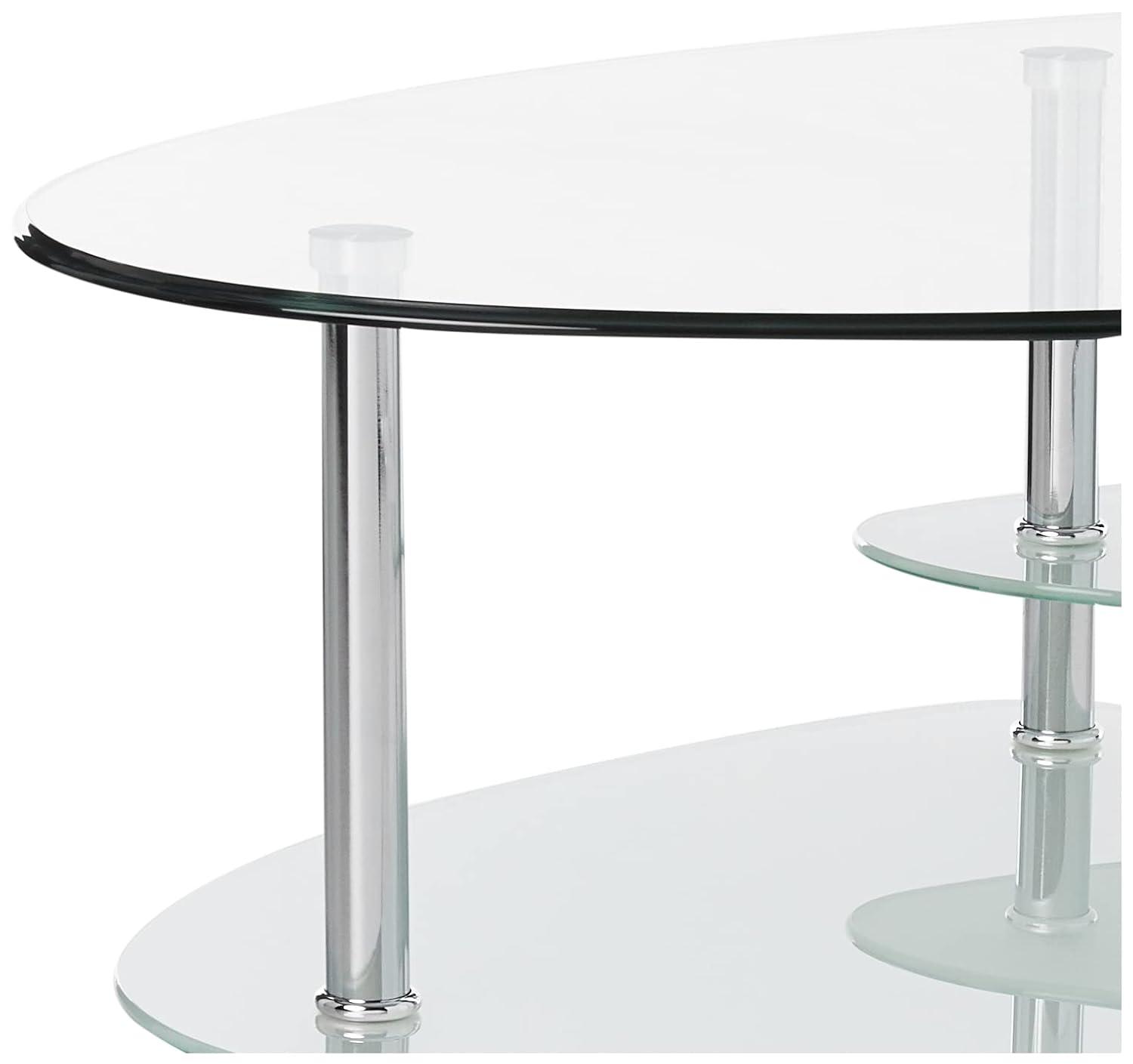Walker Edison Mid-Century Modern Oval Glass Coffee Table