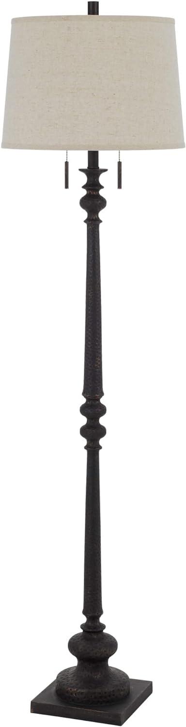 Rustic Iron Matte Finish 63" Slim Pole Floor Lamp with 3-Way Switch
