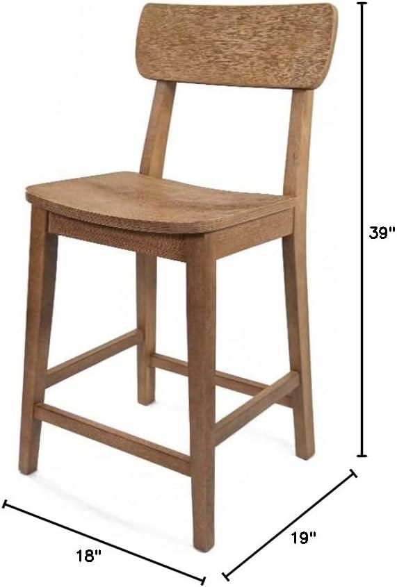 24" Torino Counter Height Barstool Barnwood - Boraam: Solid Wood, Farmhouse Style, Square Seat