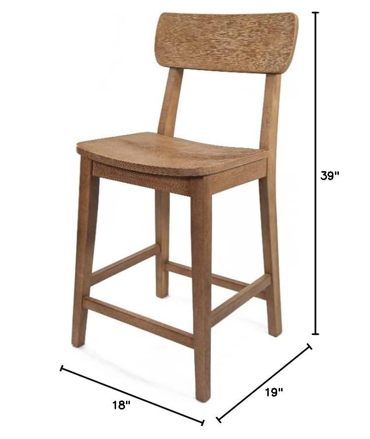 24" Torino Counter Height Barstool Barnwood - Boraam: Solid Wood, Farmhouse Style, Square Seat