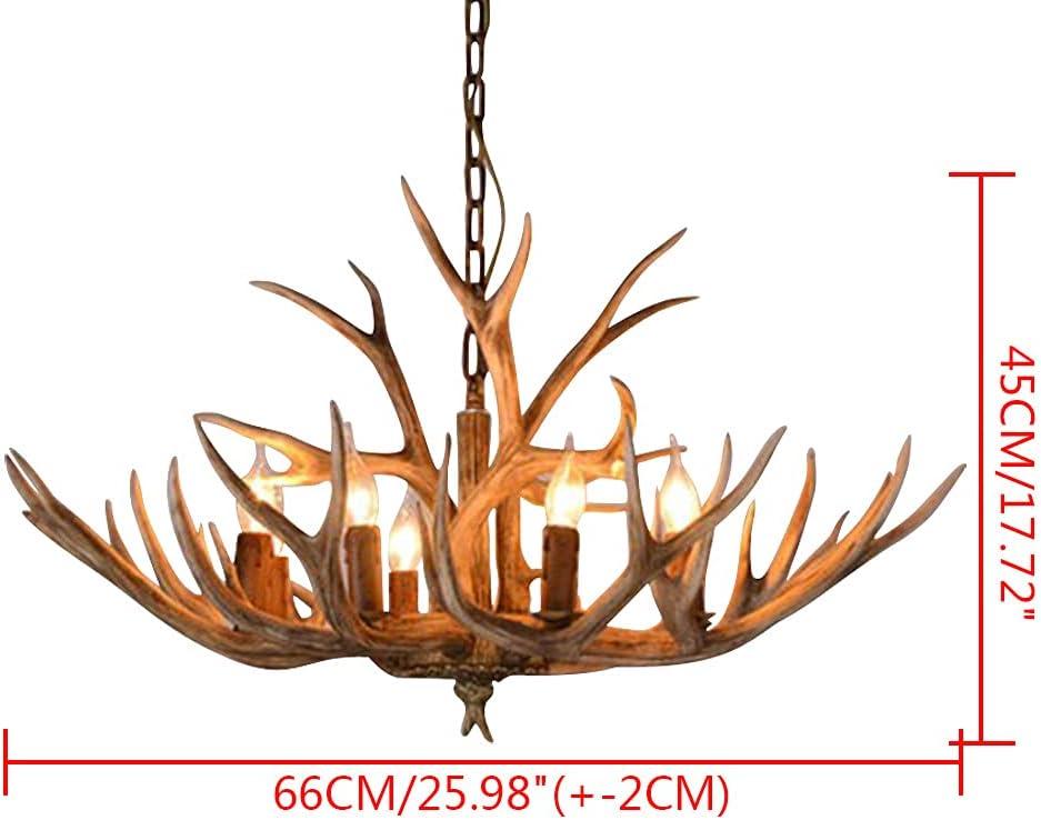 Brown Super Stag Faux Antlers Six Light LED Chandelier