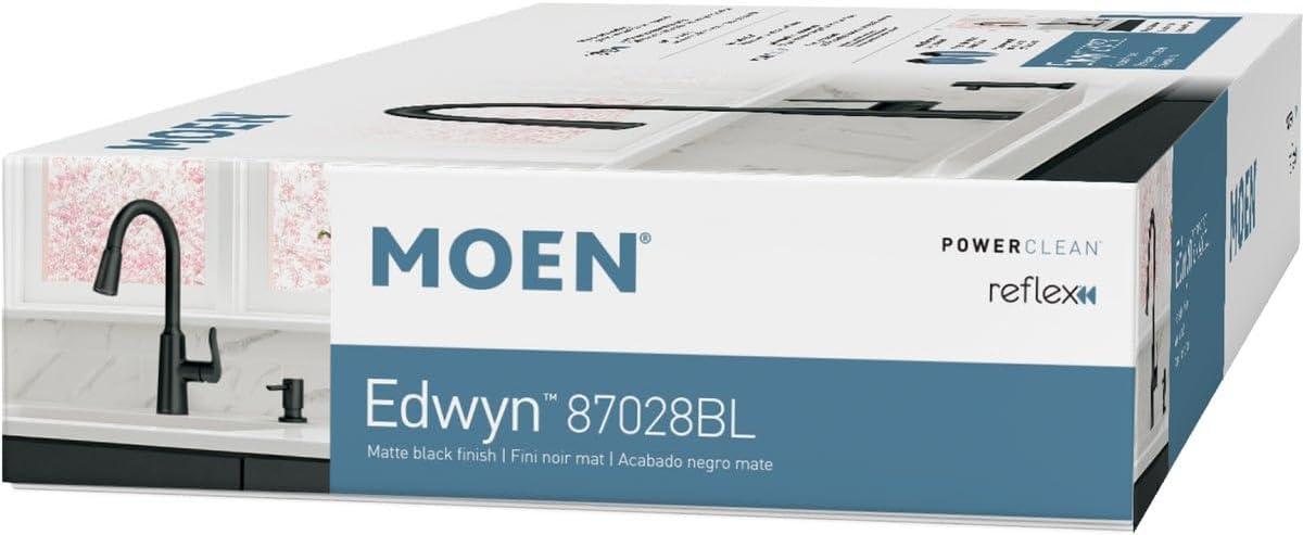 Moen Edwyn 87028BL Matte Black 1-Handle Deck-Mount Pull-Down Handle Kitchen Faucet (Deck Plate Included)