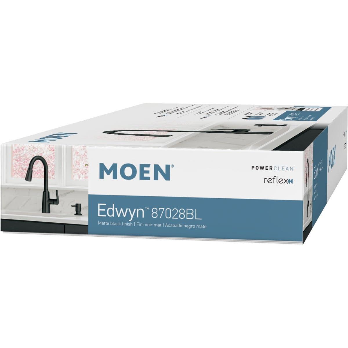 Moen Edwyn 87028BL Matte Black 1-Handle Deck-Mount Pull-Down Handle Kitchen Faucet (Deck Plate Included)