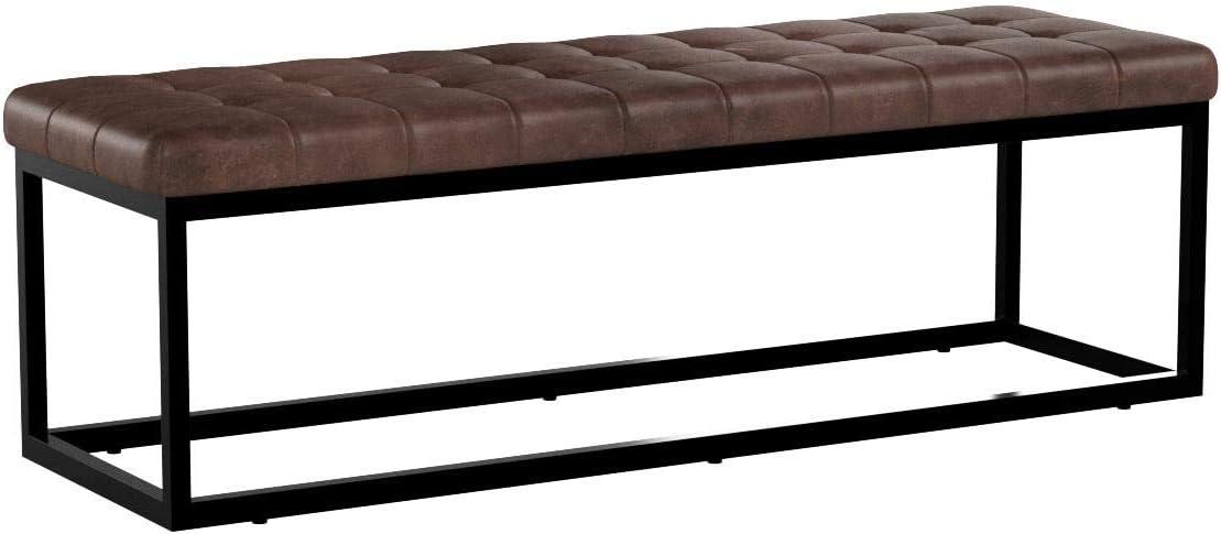 Global Archive 55" Genuine Distressed Leather Ottoman Bench