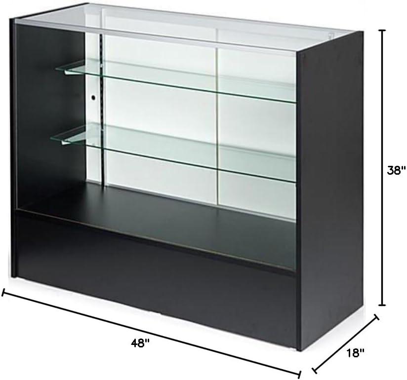Black Tempered Glass and Engineered Wood Display Case