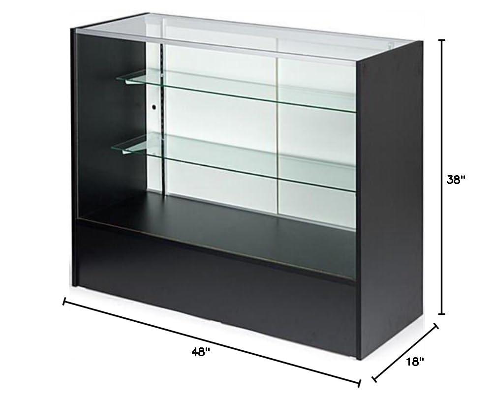 Black Tempered Glass and Engineered Wood Display Case
