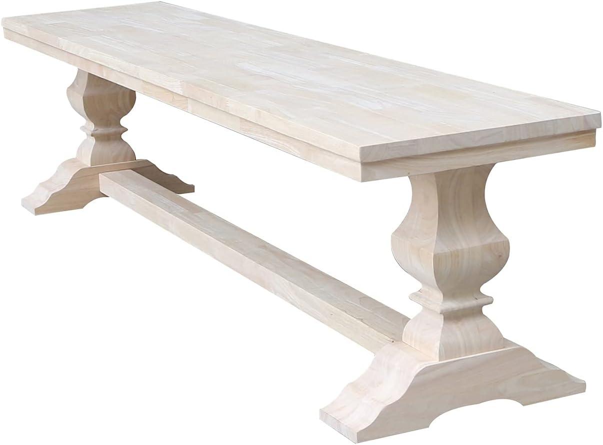 International Concepts Solid Wood Trestle Bench, Unfinished