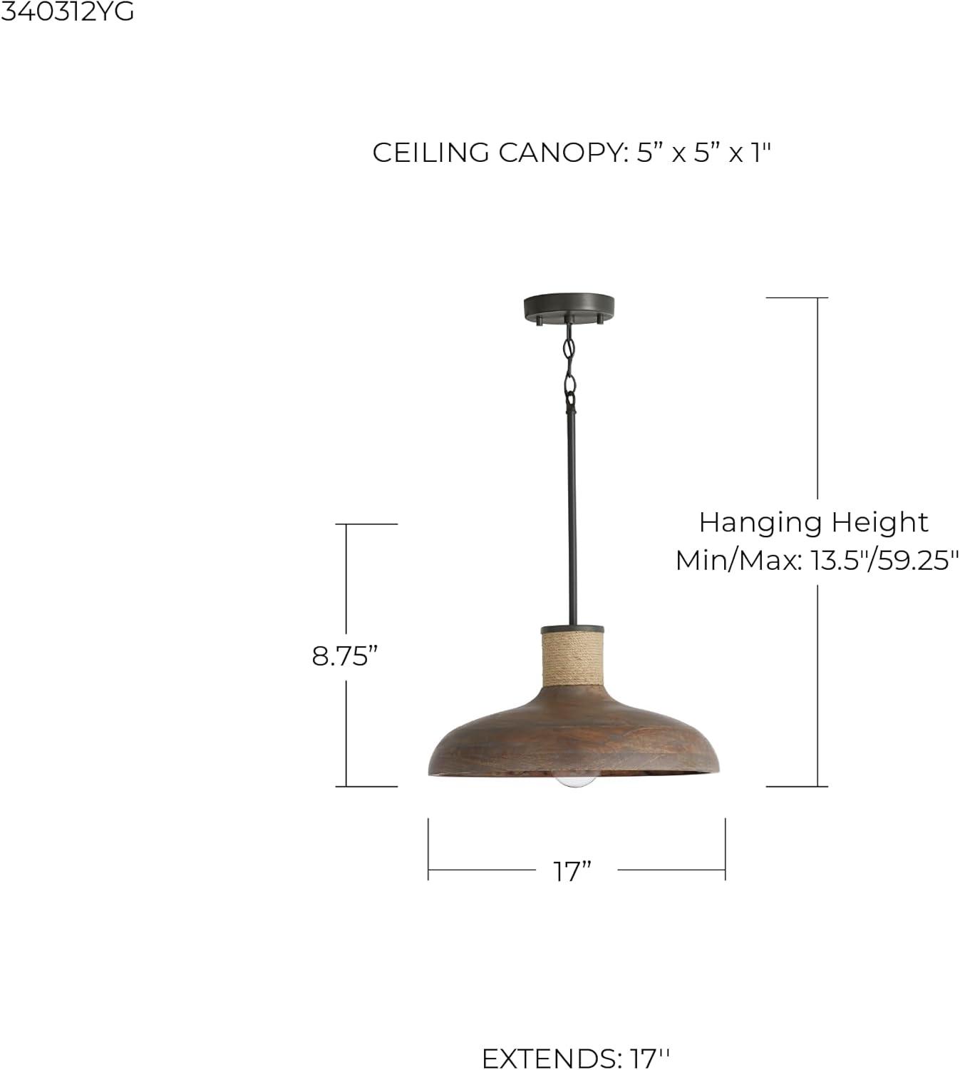 Capital Lighting Jacob 1 - Light Pendant in  Grey Wash/Iron Silk