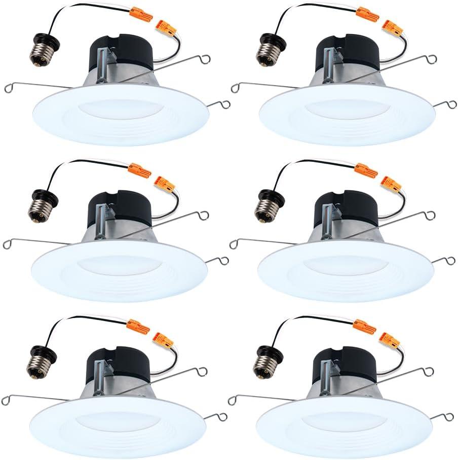 HALO LT 5/6 in. LED Recessed Light Retrofit with Baffle Trim Selectable 5CCT 750-Lumens, 6PK