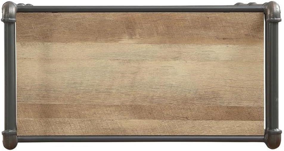 48" Itzel 4 Shelves Bookcase Antique Oak/Sandy Gray - Acme Furniture: Metal Frame, Open Back Design, Home Office Storage