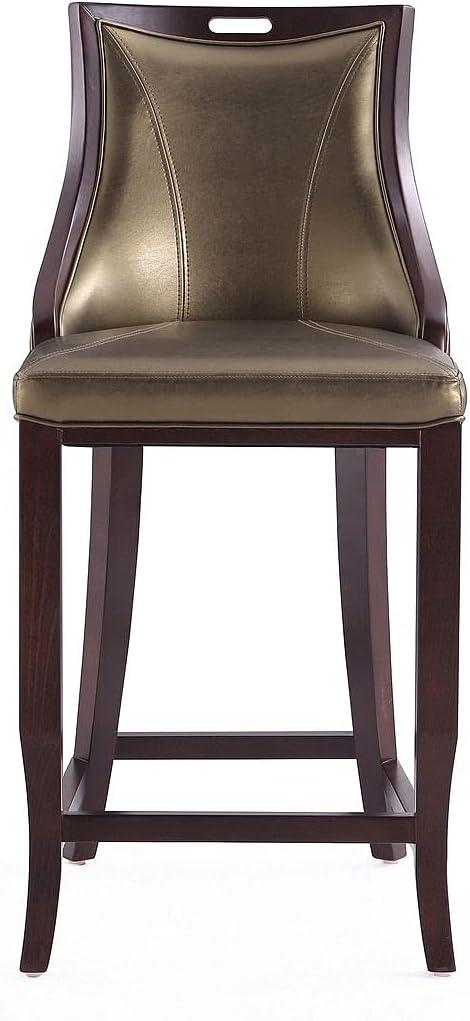 Elegant Hourglass Walnut and Bronze Barstools - Set of 2