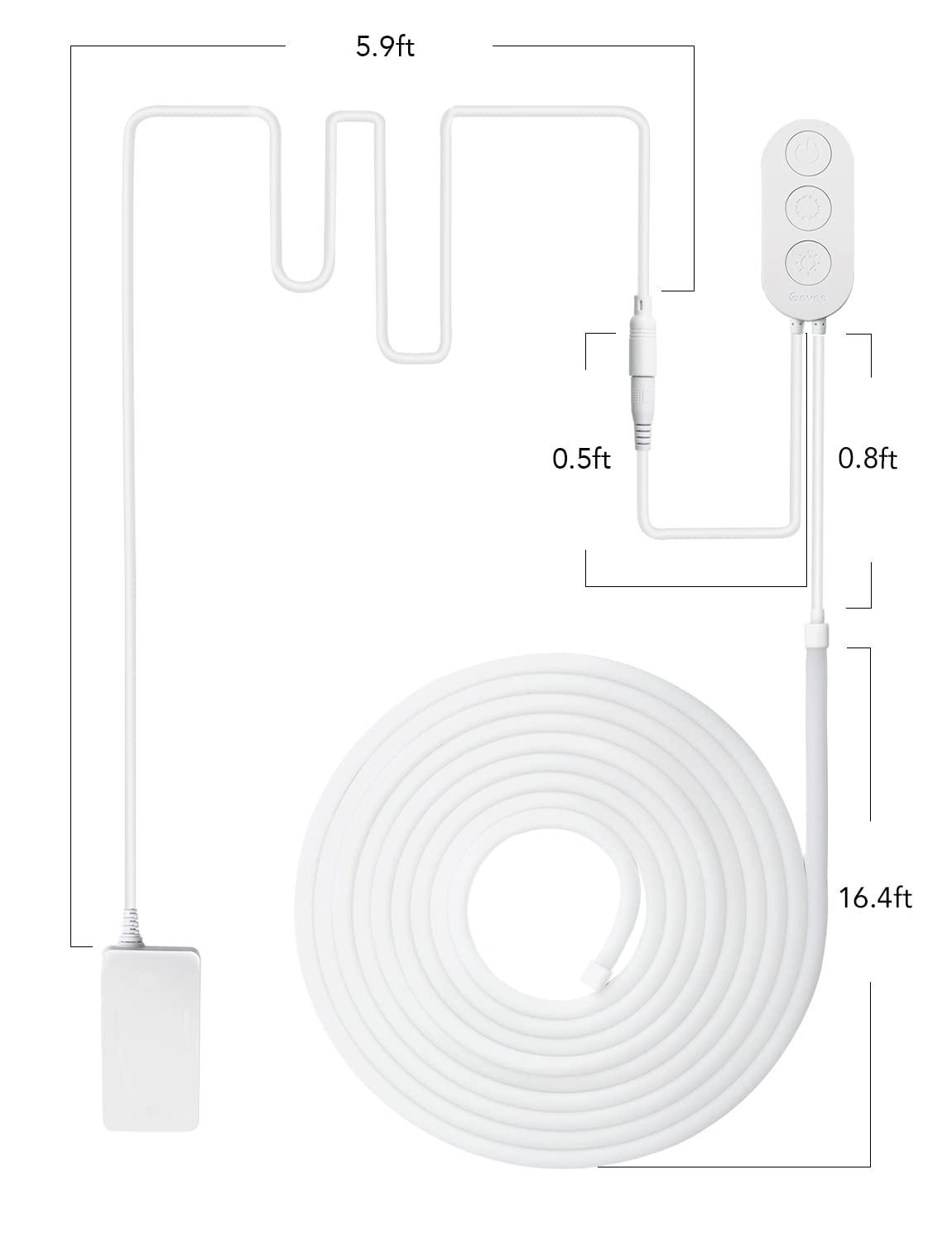 Govee RGBIC Neon Rope Light, 16.4ft LED Strip Lights, Music Sync, DIY Design, Works with Alexa, Google Assistant, Neon Lights for Gaming Room Living Bedroom Wall Decor (Not Support 5G WiFi)