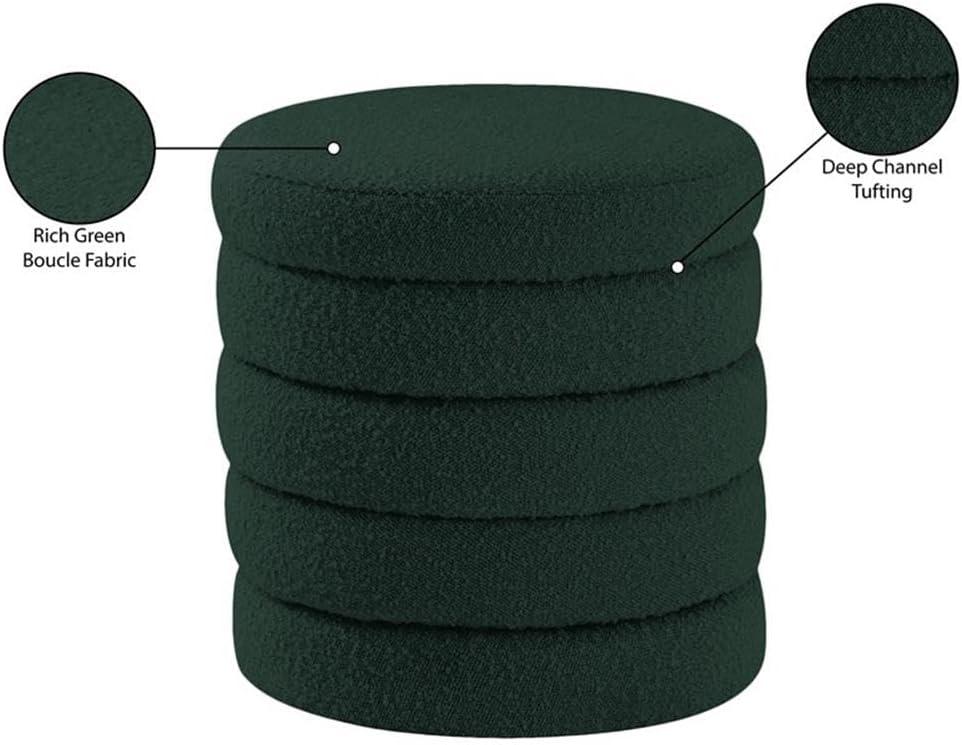 Meridian Furniture Aphia Green Boucle Fabric Ottoman/Stool