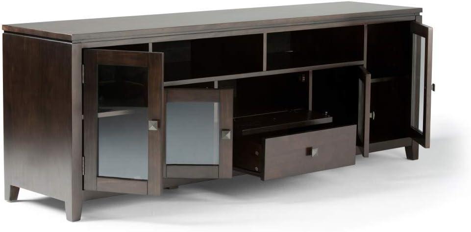 Cosmopolitan Solid Wood 72 inch Wide Contemporary TV Media Stand in Mahogany Brown For TVs up to 80 inches