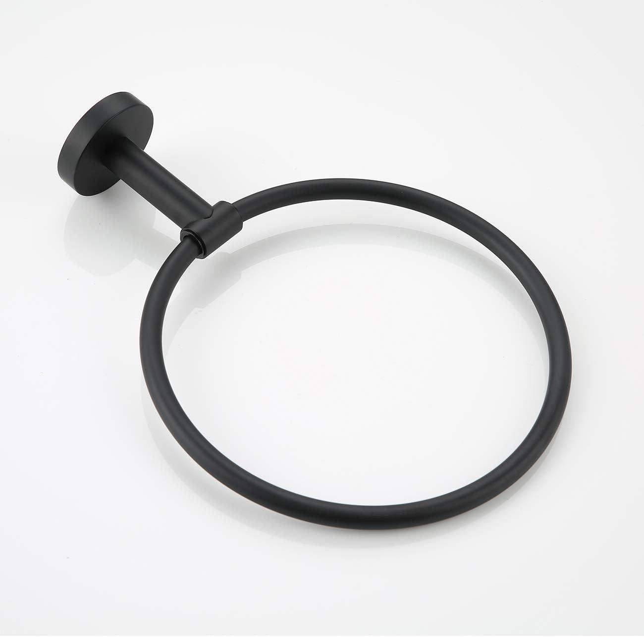 Matte Black Round Stainless Steel Wall Mounted Towel Ring