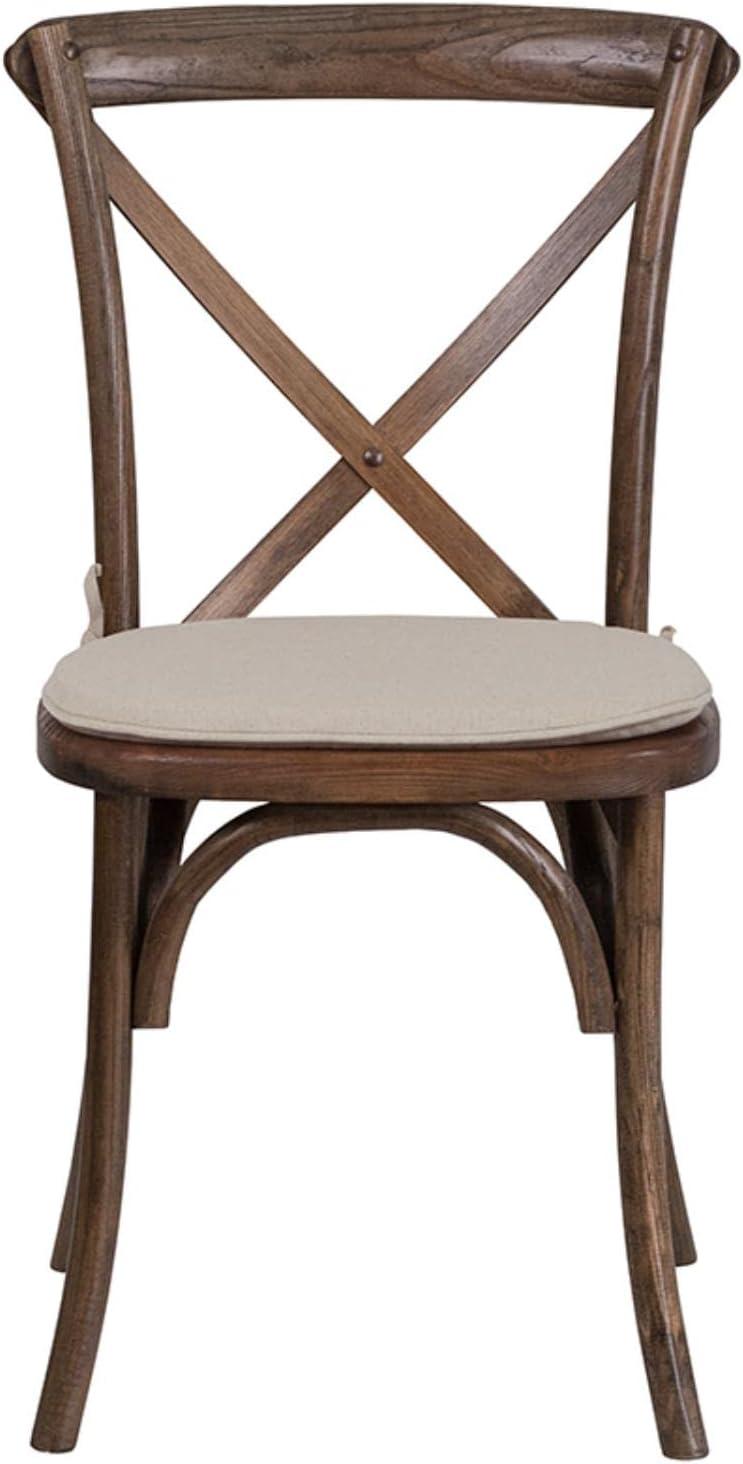 Flash Furniture HERCULES Series Stackable Early American Wood Cross Back Chair with Cushion