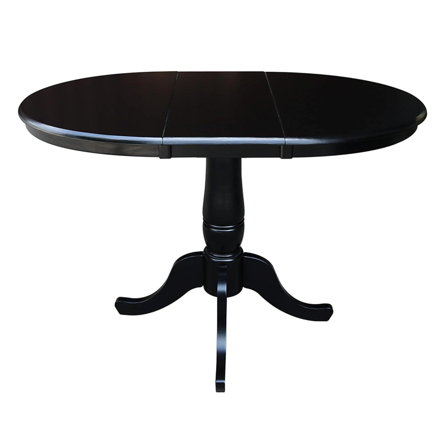 36 in. Round Top Pedestal Counter Height Table with 12 in. Leaf, Hickory & Stone
