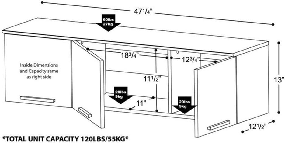 47.25'' W x 13'' H Black Standard Wall Cabinet Ready-to-Assemble
