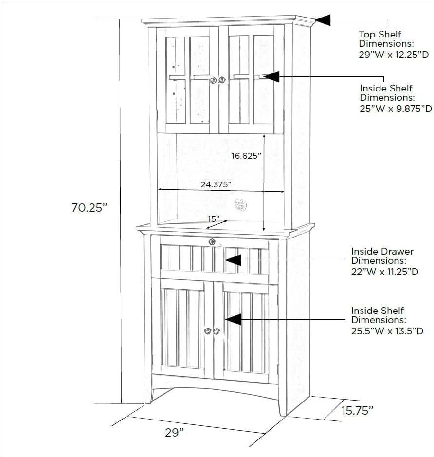 White Wood and Glass China Cabinet with Adjustable Shelves