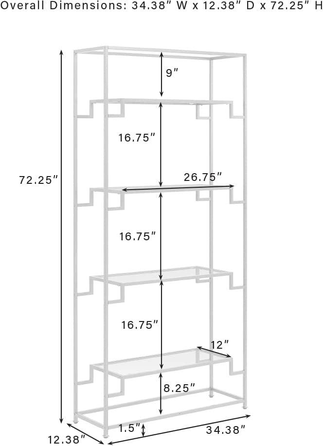 72.25" Celeste Etagere Gold - Crosley: Modern Luxury Steel Frame, 4-Tier Open Shelves