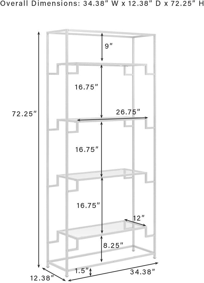 72.25" Celeste Etagere Gold - Crosley: Modern Luxury Steel Frame, 4-Tier Open Shelves