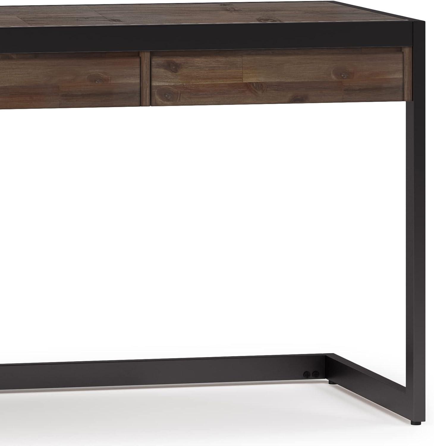 Erina SOLID ACACIA WOOD Industrial 72 " Large Desk in Rustic Natural Aged Brown