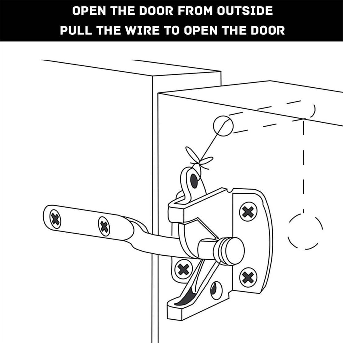Gate Latch Automatic Gate Gravity Latch Self Locking Fence Gate Latch with Pull Cable for Wooden Fence Gates Door, Black