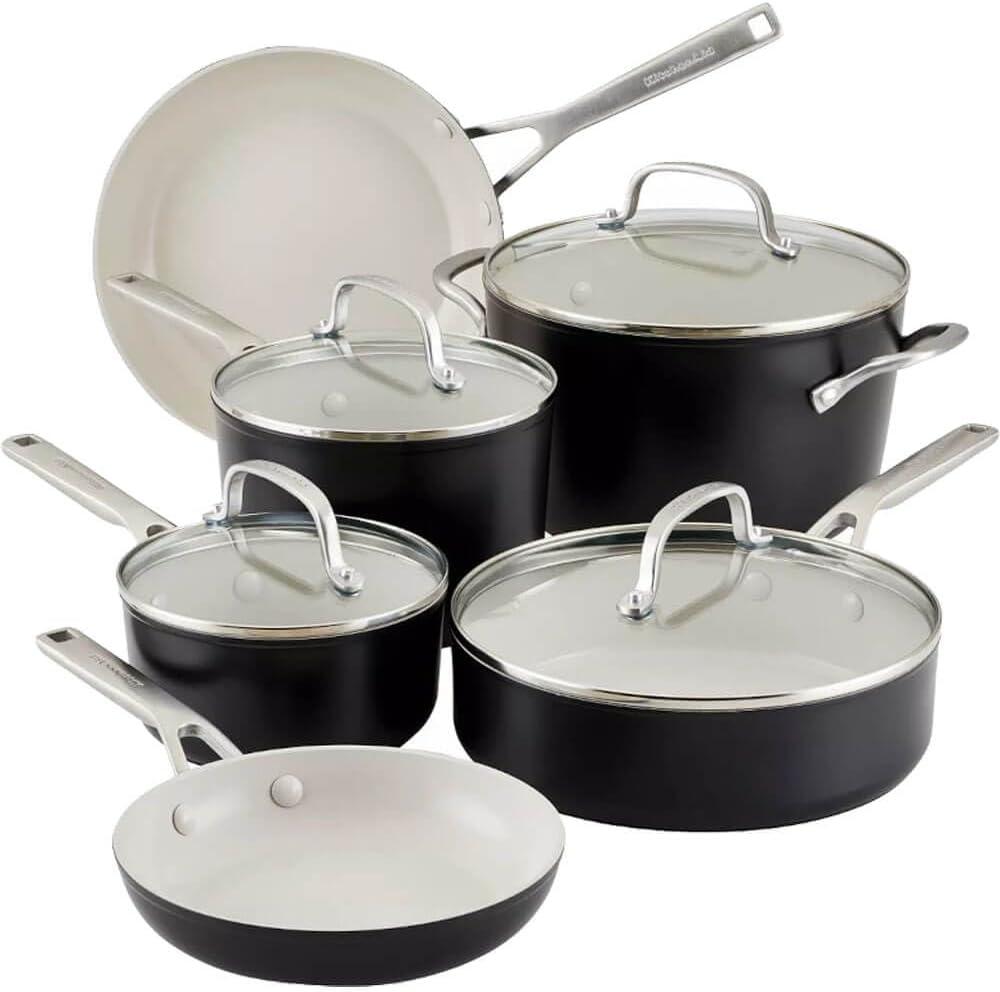 KitchenAid ® Matte Black Hard-Anodized Ceramic Non-Stick 10-Piece Cookware Set