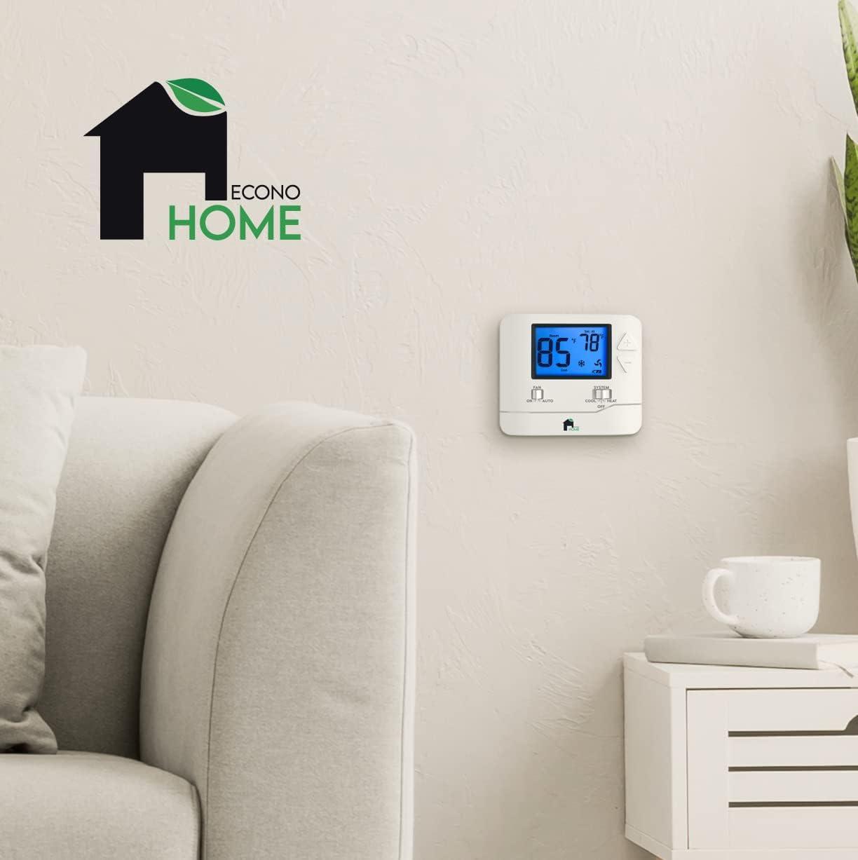 EconoHome ME EH Thermostat EH701 Square White Digital Screen Thermostat