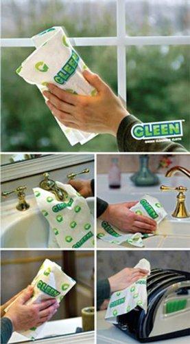 GLEEN White and Green Reusable Cleaning Cloth, 16" x 16", 5 Pack