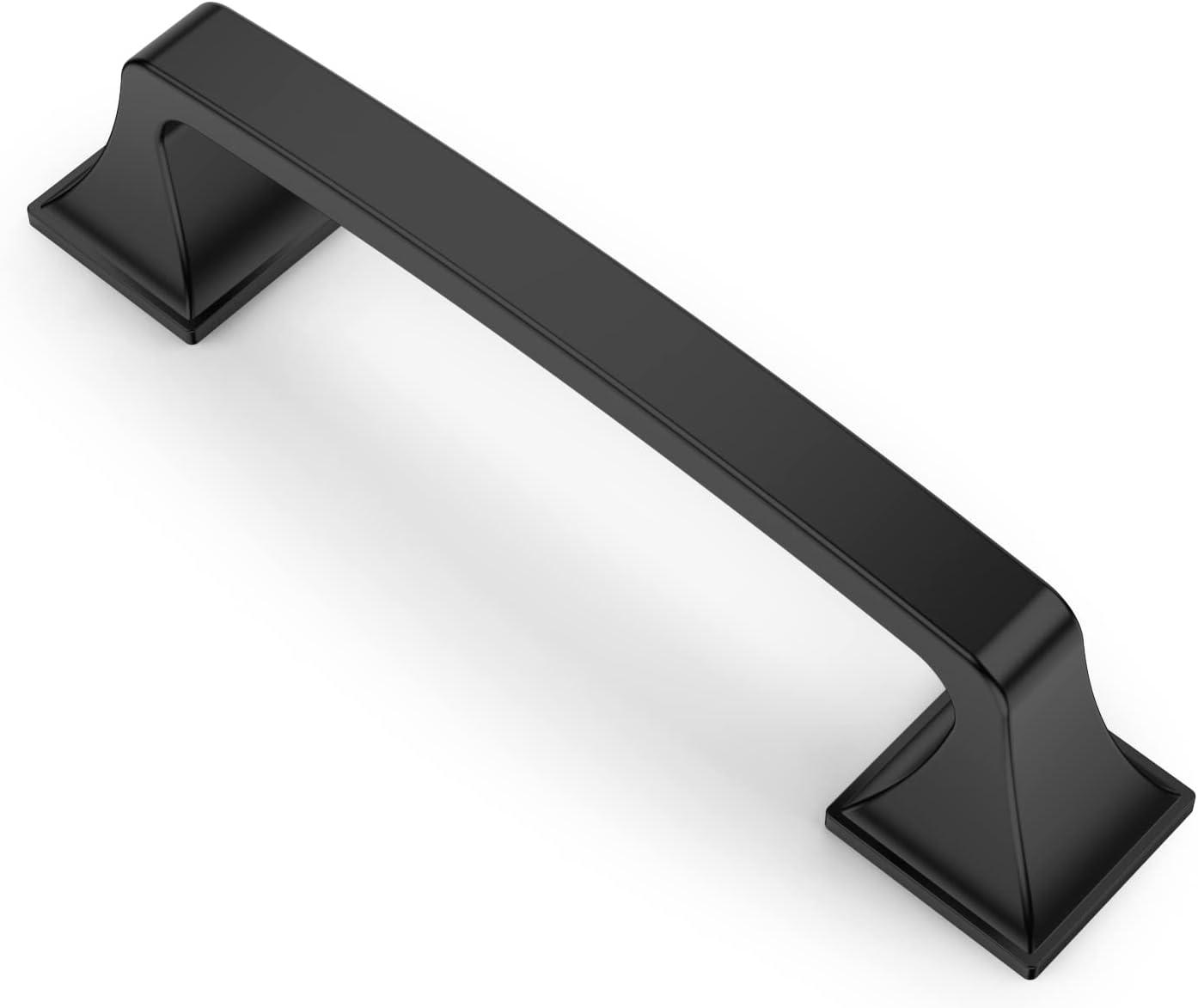 Matte Black Modern Cupboard Drawer Pulls with Mounting Hardware, 10 Pack