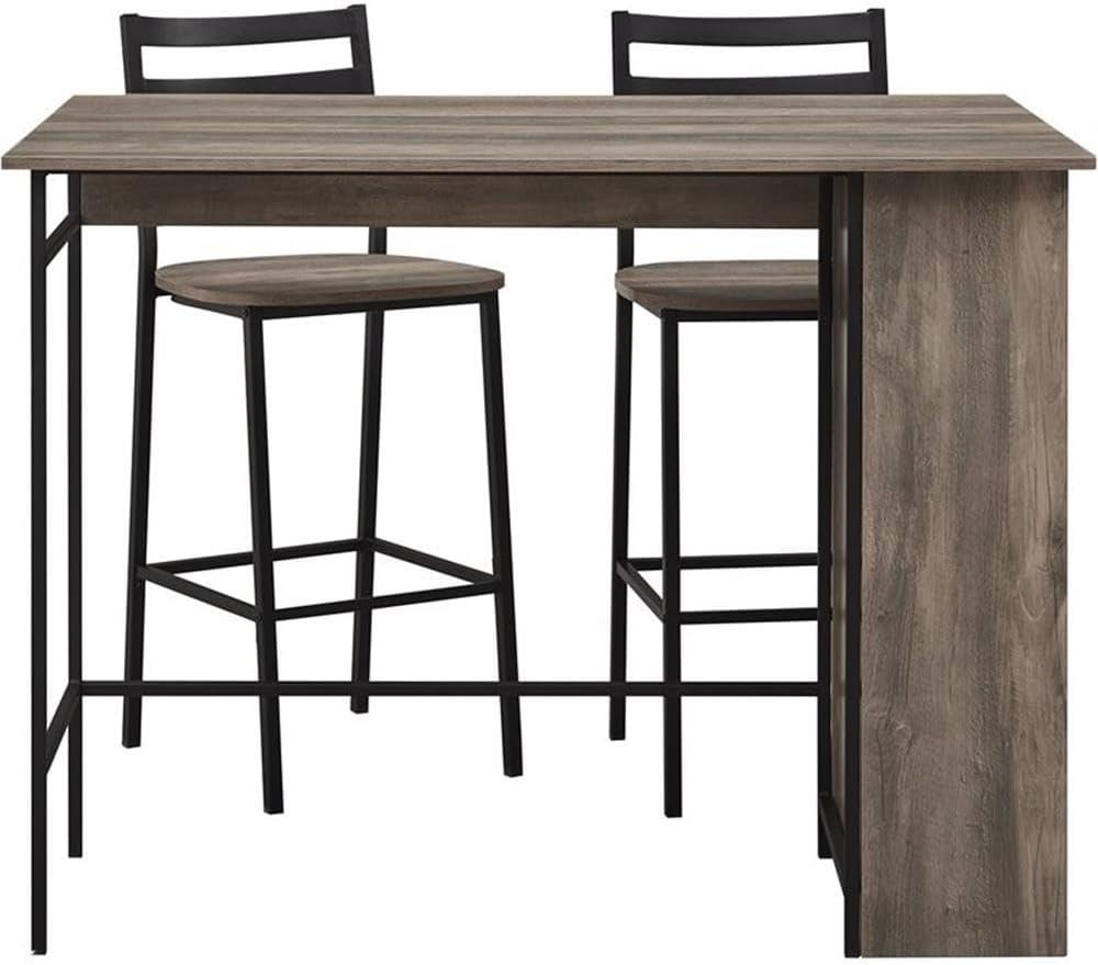 Grey Wash MDF and Metal Drop Leaf Counter Height Dining Set