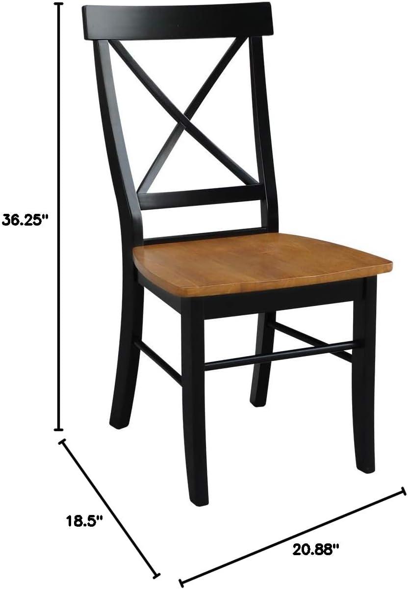 International Concepts Set of 2 X Back Chairs with Solid Wood Seats Black/Cherry Red: Hardwood Frame, Mid-Century Style