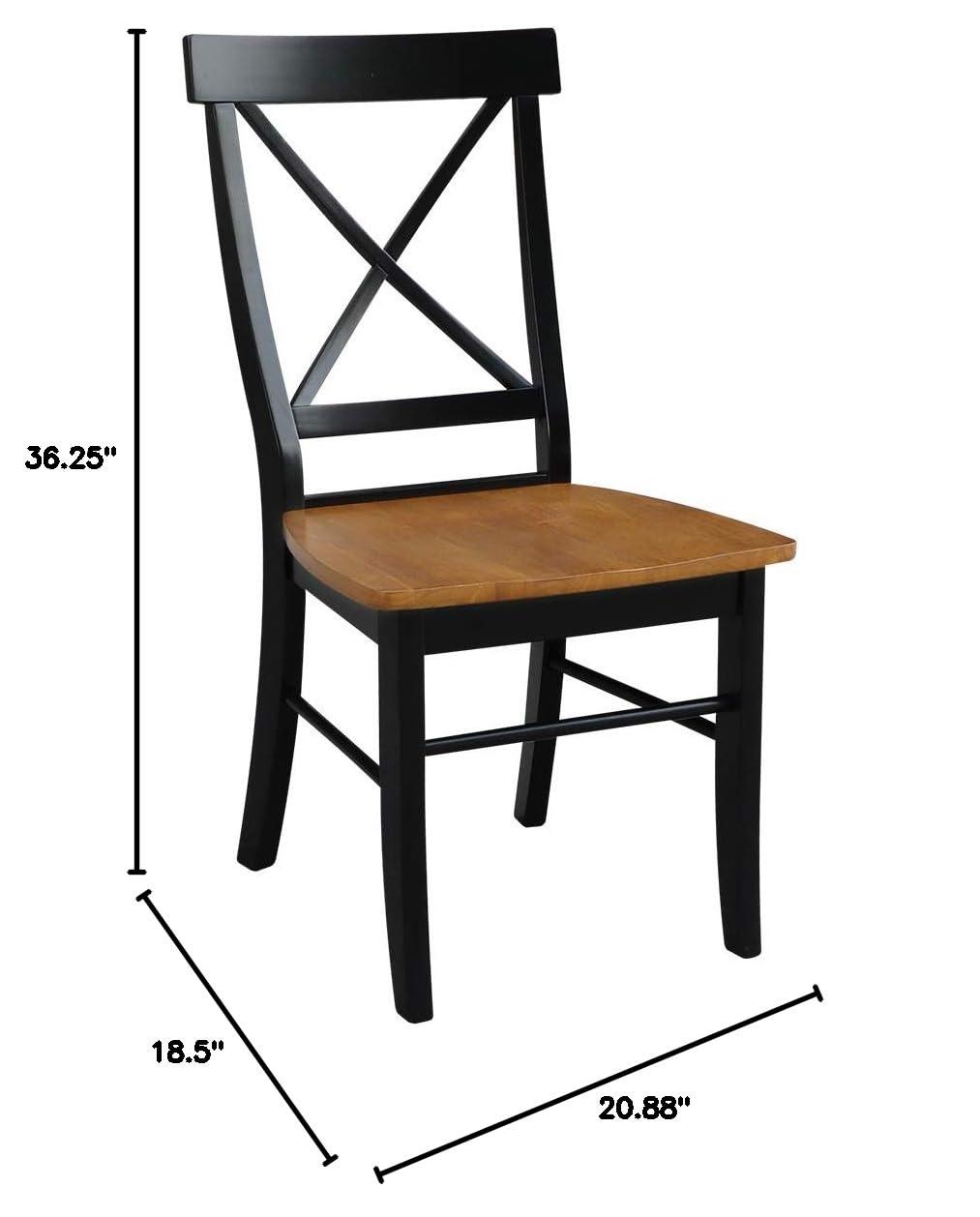 International Concepts Set of 2 X Back Chairs with Solid Wood Seats Black/Cherry Red: Hardwood Frame, Mid-Century Style