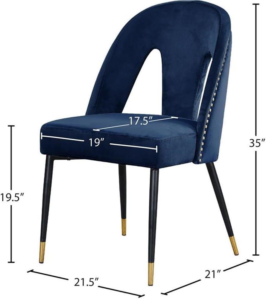 Meridian Furniture Akoya 19.5"H Velvet Dining Chair in Navy (Set of 2)