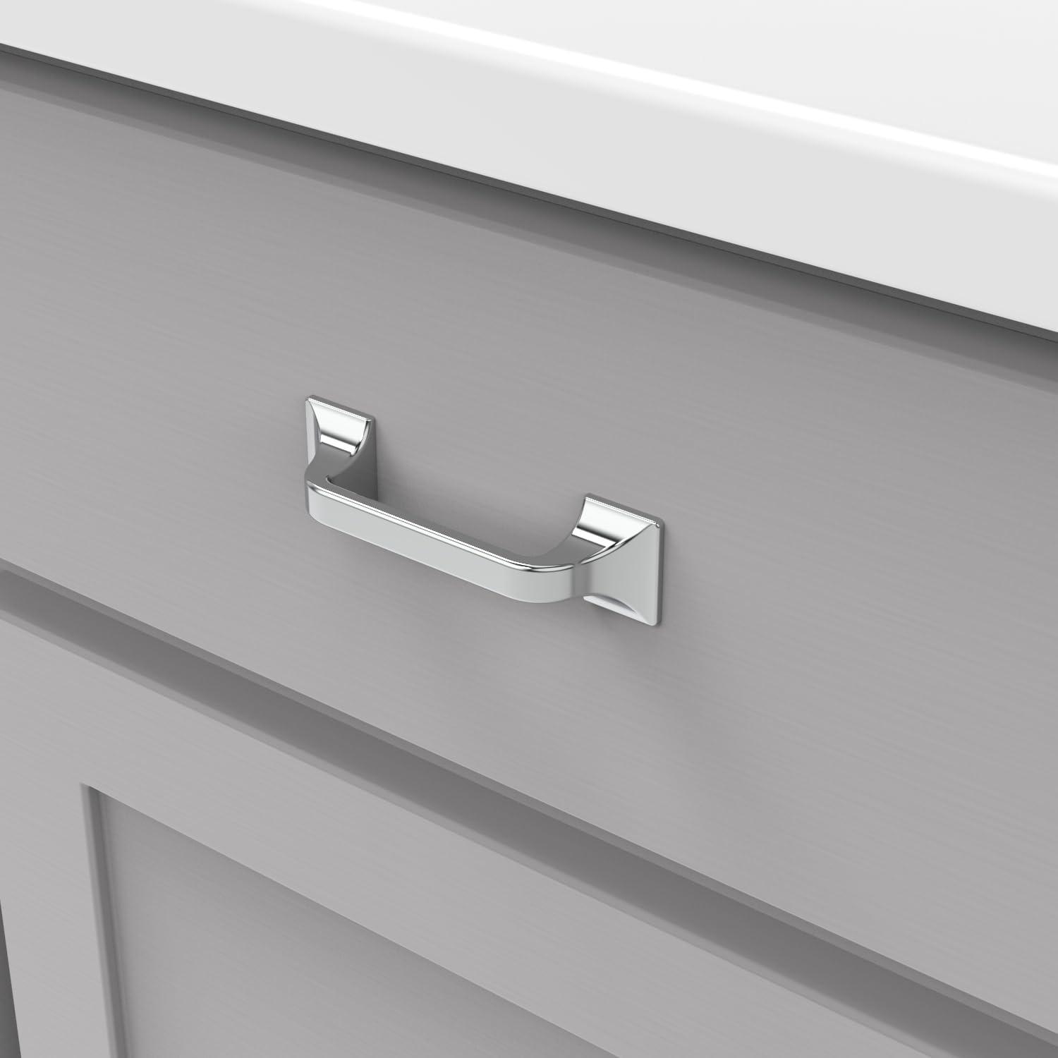 Chrome 3 Inch Modern Farmhouse Cabinet Drawer Pull