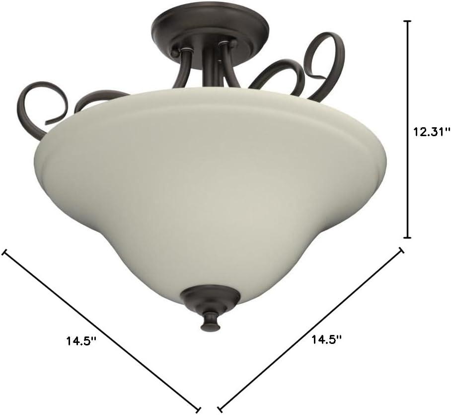 Westinghouse 6306500 Dunmore Two Light Indoor Semi Flush Ceiling Fixture, Oil Rubbed Bronze with Frosted Glass