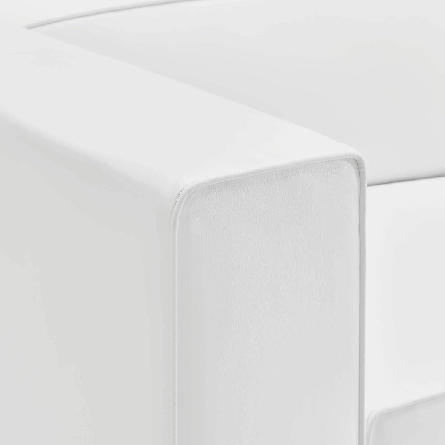 Modway Mingle Vegan Leather Right Armchair White: Modern Faux Leather, No Assembly, Wood Frame