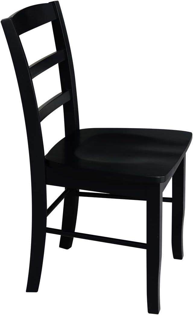 Elegant Black Solid Wood Ladderback Side Chair Set