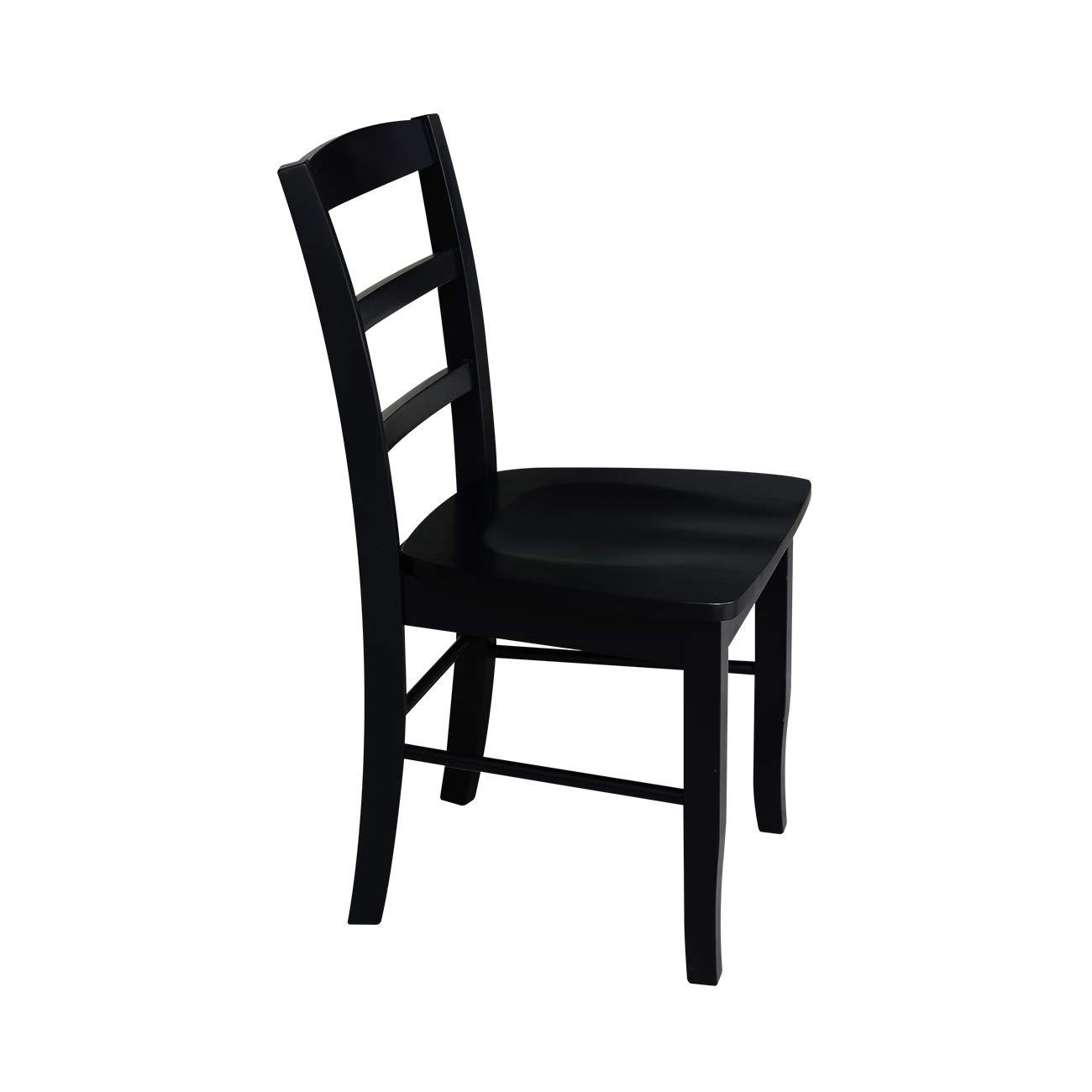 Set of 2 Madrid Ladderback Chairs Black - International Concepts: Solid Wood, Armless, Transitional Style