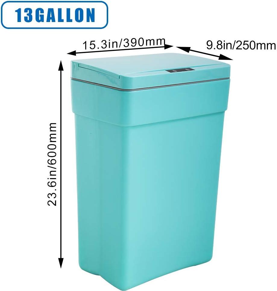 CL.HPAHKL 13 Gallon Touch Free Automatic Trash Can with Lid, Plastic Motion Sensor Kitchen Garbage Can, Touchless Trashcan Trash Bin for Bathroom, Office, Home, Blue