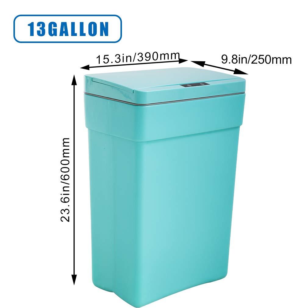 CL.HPAHKL Bote de Basura Automático sin Contacto de 13 Galones con Tapa, Bote de Basura de Cocina con Sensor de Movimiento de Plástico, Bote de Basura sin Contacto para Baño, Oficina, Hogar, Azul