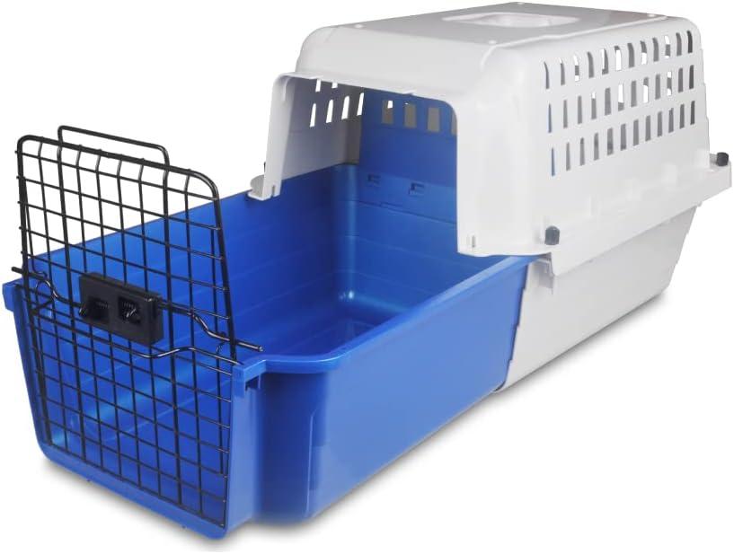 Blue and White Airline Approved Cat Carrier with Easy Drawer