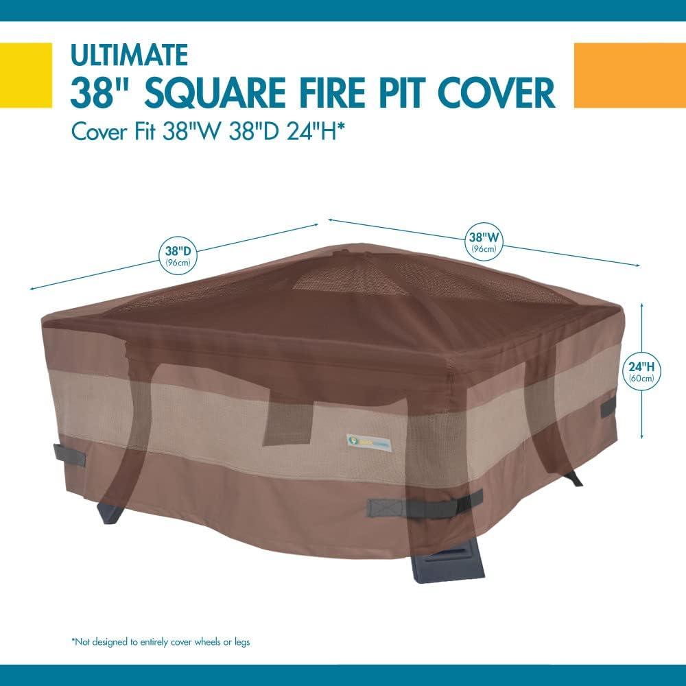 Mocha Cappuccino 40-Inch Square Polyester Fire Pit Cover