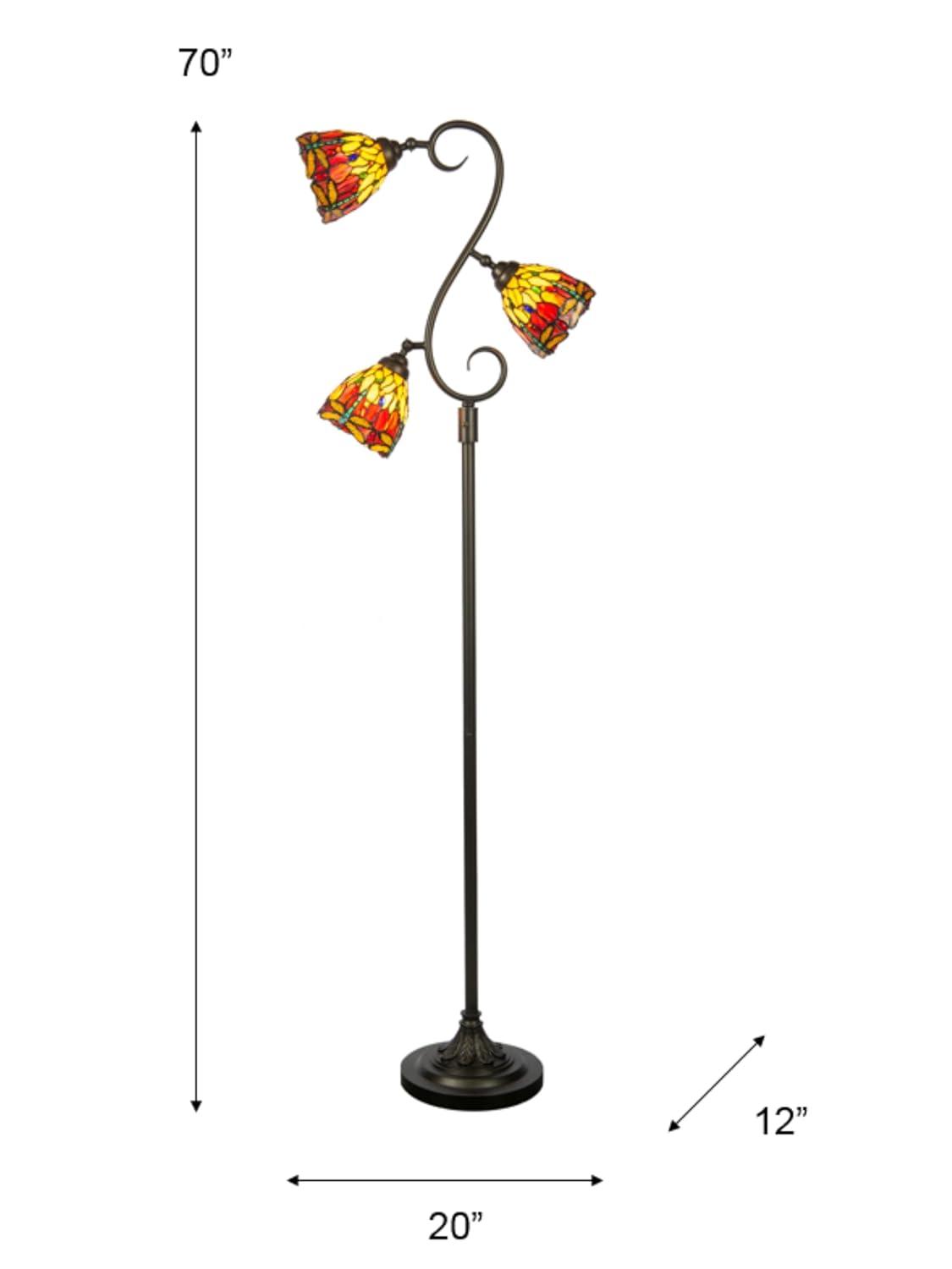 Dale Tiffany 3-Light Metal & Art Glass Floor/Torchiere Lamp in Bronze