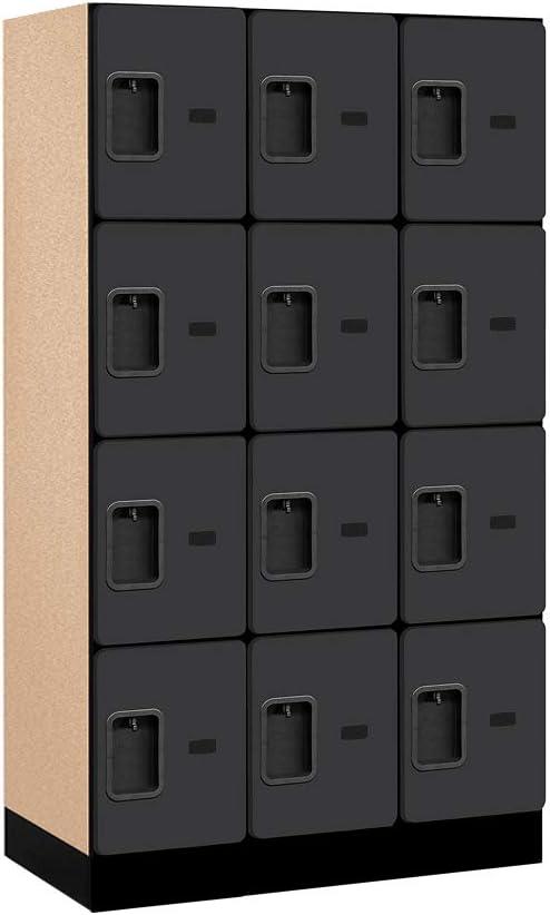 Black Four Tier Lockable Wood Locker Unit