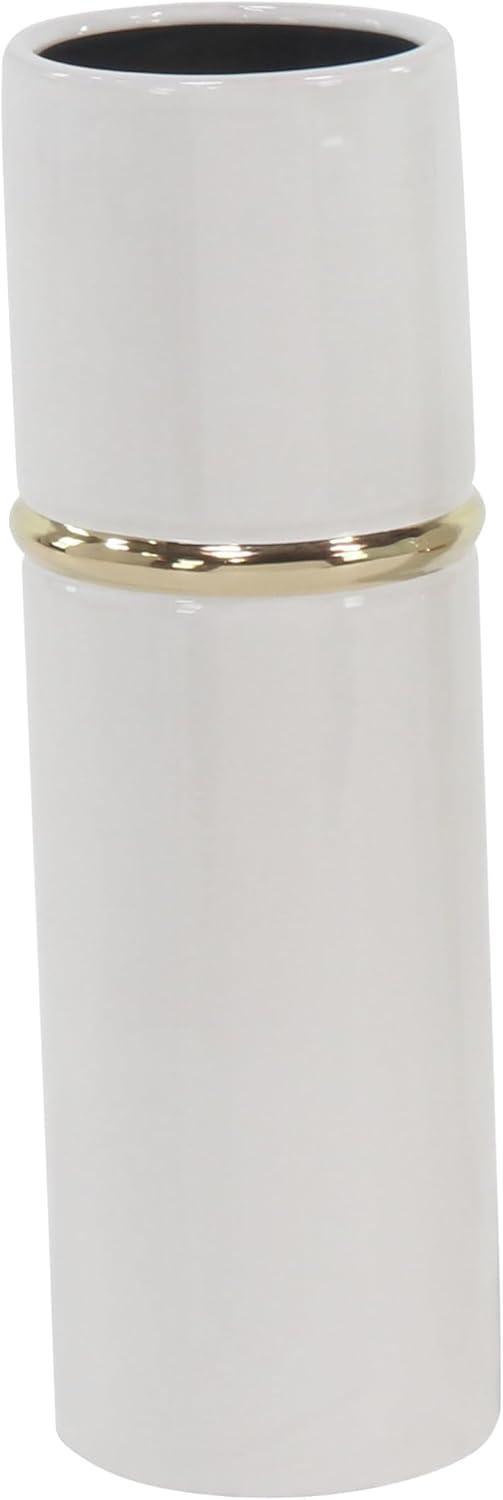 Set of 3 Modern Cylindrical Ceramic Vases White - Olivia & May